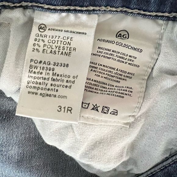 AG Adriano Goldschmied, “The Stevie Ankle” Slim Straight Denim Jeans Size 31 R - Picture 4 of 12